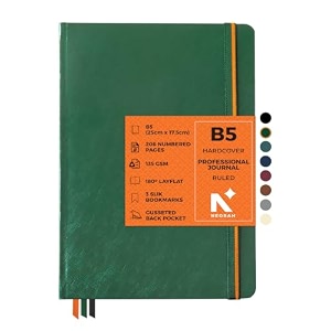 neorah  b5 ruled208 pages - 135 gsmpro series journal 250 x 175 mm - hardcover ruled notebook -includes back pocketbook marks - completely handmade for journalingwritingnote taking- eden green