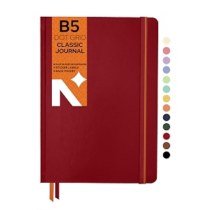 neorah - dot grid b5 notebook - red dotted journal - 160 pages- 110 gsm- 250 x 175 mm - 2026 office notebook planner 