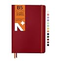NEORAH - Dot Grid, B5 Notebook - Red Dotted Journal - 160 Pages- 110 GSM- (250 x 175 mm) - 2026 Office Notebook, Planner - Completely Handmade, BUJO, Diary -RED