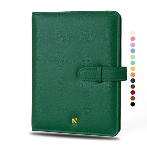 neorah  b6 cover  sleeve only  with loop closure handcrafted faux leather sleeve travel journal planner diary holder with pen loop 2 bookmarks 2front amp 1 back pocket  6 card slots - dark green