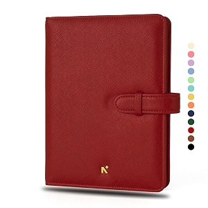 neorah  b6 cover  sleeve only  with loop closure handcrafted faux leather sleeve travel journal planner diary holder with pen loop 2 bookmarks  2front amp 1 back pocket  6 card slots - red