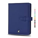NEORAH – B6 Cover [ SLEEVE ONLY ] with Loop Closure |Handcrafted FAUX LEATHER Sleeve |Travel Journal Planner Diary Holder with Pen Loop |2 Bookmarks |2Front & 1 Back pocket | 6 Card Slots - DARK BLUE
