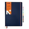 NEORAH — A5 Squared Classic Notebook -110 Gsm(210x148mm) -Hardcover Checked Journal| Includes Book Marks| BackPocket |Sticker Label - Office Notebook Journal 160pages|Completely HANDMADE (AFTER GLOW)