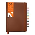 NEORAH — A5 Squared Classic Notebook -110 Gsm(210x148mm) -Hardcover Checked Journal| Includes Book Marks| BackPocket |Sticker Label - Office Notebook Journal 160pages|Completely HANDMADE (AFTER GLOW)