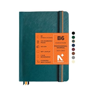 neorah - b6 dot grid professional journal -135 gsm-175 x 125 mm-hardcover dotted notebook-back pocket3 silk book mark 208 pages- completely handmade for journalingwritingnote taking 