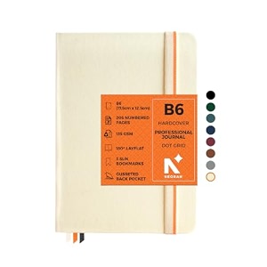 neorah - b6 dot grid professional journal -135 gsm-175 x 125 mm-hardcover dotted notebook-back pocket3 silk book mark 208 pages- completely handmade for journalingwritingnote taking 