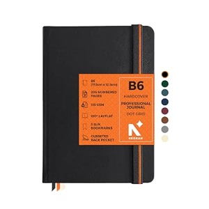 neorah - b6 dot grid professional journal -135 gsm-175 x 125 mm-hardcover dotted notebook-back pocket3 silk book mark 208 pages- completely handmade for journalingwritingnote taking 