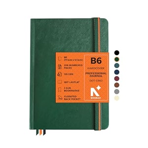 neorah - b6 dot grid professional journal -135 gsm-175 x 125 mm-hardcover dotted notebook-back pocket3 silk book mark 208 pages- completely handmade for journalingwritingnote taking 