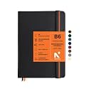 NEORAH - B6 Dot Grid PROFESSIONAL Journal -135 Gsm-(175 X 125 mm)-Hardcover Dotted Notebook-Back Pocket|3 Silk Book Mark |208 Pages- Completely HANDMADE for journaling,writing,Note Taking - BLACK ONYX