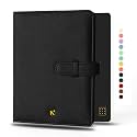 NEORAH — B6 Notebook SLEEVE with Loop + Dotgrid JOURNAL | Faux Leather Sleeve + Penloop | 2 Front 1 Back compartment | 6 Card Slots – BLACK
