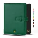 NEORAH — B6 Notebook SLEEVE with Loop + Dotgrid JOURNAL | Faux Leather Sleeve + Penloop | 2 Front 1 Back compartment | 6 Card Slots – DARK GREEN