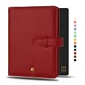 NEORAH — B6 Notebook SLEEVE with Loop + Dotgrid JOURNAL | Faux Leather Sleeve + Penloop | 2 Front 1 Back compartment | 6 Card Slots– RED