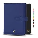 NEORAH — B6 Notebook SLEEVE with Loop + Dotgrid JOURNAL | Faux Leather Sleeve + Penloop | 2 Front 1 Back compartment | 6 Card Slots – DARK BLUE