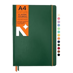 neorah  a5 squared classic notebook -110 gsm210x148mm -hardcover checked journal includes book marks backpocket sticker label - office notebook journal 160pagescompletely handmade after glow
