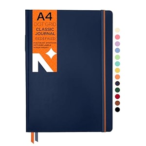 neorah  a5 squared classic notebook -110 gsm210x148mm -hardcover checked journal includes book marks backpocket sticker label - office notebook journal 160pagescompletely handmade after glow