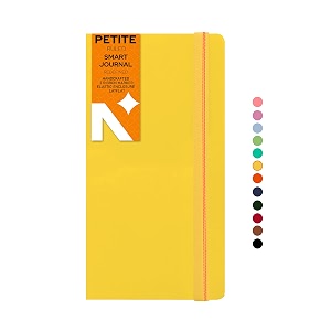 neorah - petite - ruled notebook - 110 gsm - 160 pages  size 210 cm x 105 cm - elastic band enclosure completely handmade yellow