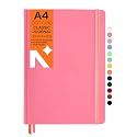 NEORAH — A5 Squared Classic Notebook -110 Gsm(210x148mm) -Hardcover Checked Journal| Includes Book Marks| BackPocket |Sticker Label - Office Notebook Journal 160pages|Completely HANDMADE (AFTER GLOW)