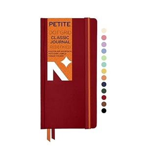 neorah - petite - dotgrid notebook - 110 gsm - 160 pages  size 210 cm x 105 cm - elastic band enclosure completely handmade red