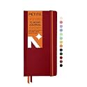 NEORAH - Petite - DOTGRID Notebook - 110 GSM - 160 Pages | Size (21.0 cm x 10.5 cm) - Elastic Band Enclosure Completely Handmade (RED)