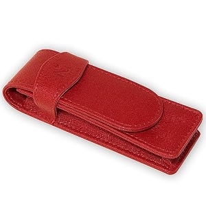 neorah -faux leather handcrafted double pen pouch with loop portable pen case for 2 fountain pen roller ballballpoint pen pen holderpen case ideal gifts for menbossdad 145 x 45 cm red