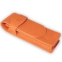 NEORAH -Faux LEATHER Handcrafted Double Pen Pouch with Loop |Portable Pen Case for 2 Fountain Pen,Roller Ball,Ballpoint Pen |Pen Holder,Pen case |Ideal Gifts for Men,boss,dad |14.5 x 4.5 cm| AFTERGLOW