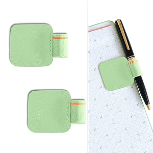 neorah  pen loop for diaries planners journals notebooks sketchbook  pack of 2  self adhesive pen loop holder  elastic loop for pen even for big barrels  durable vegan leatherettelight green