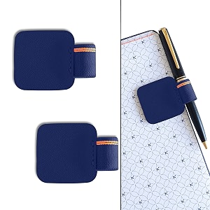 neorah  pen loop for diaries planners journals notebooks sketchbook  pack of 2  self adhesive pen loop holder  elastic loop for pen even for big barrels  durable vegan leatherette  dark blue