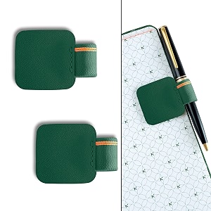 neorah  pen loop for diaries planners journals notebooks sketchbook  pack of 2  self adhesive pen loop holder  elastic loop for pen even for big barrels  durable vegan leatherette -dark green