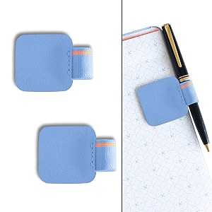 neorah pen loop for diariesplannersjournalsnotebooks pack of 2self adhesive pen looppeel amp stickelastic loop for pen even for big barrelsdurable vegan leatherette -size55 x4 cm light blue
