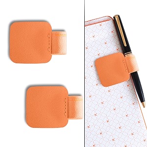 neorah  pen loop for diaries planners journals notebooks sketchbook  pack of 2  self adhesive pen loop holder  elastic loop for pen even for big barrels  durable vegan leatherett  orange