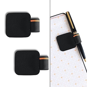 neorah  pen loop for diaries planners journals notebooks sketchbook  pack of 2  self adhesive pen loop holder  elastic loop for pen even for big barrels  durable vegan leatherette  black