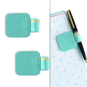 neorah  pen loop for diaries planners journals notebooks sketchbook  pack of 2  self adhesive pen loop holder  elastic loop for pen even for big barrels  durable vegan leatherette  teal