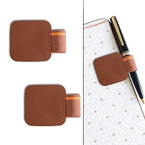 neorah  pen loop for diaries planners journals notebooks sketchbook  pack of 2  self adhesive pen loop holder  elastic loop for pen even for big barrels  durable vegan leatherette  brown