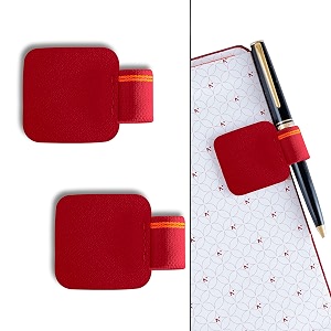 neorah  pen loop for diaries planners journals notebooks sketchbook  pack of 2  self adhesive pen loop holder  elastic loop for pen even for big barrels  durable vegan leatherette  red