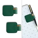 NEORAH — Pen Loop for Diaries, Planners, journals, notebooks, Sketchbook | Pack of 2 | Self Adhesive Pen Loop Holder | Elastic Loop for Pen Even for Big Barrels | Durable Vegan Leatherette -Dark Green