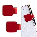 NEORAH — Pen Loop for Diaries, Planners, journals, notebooks, Sketchbook | Pack of 2 | Self Adhesive Pen Loop Holder | Elastic Loop for Pen Even for Big Barrels | Durable Vegan Leatherette – Red