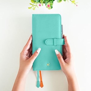 neorah  a5 notebook sleeve with loop  dotgrid journal  faux leather sleeve  penloop  2 front 1 back compartment  6 card slots 2 bookmarks gift boxfits any a5 softcover notebook afterglow