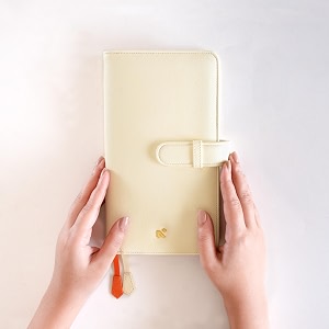 neorah  petite cover sleeve only with loop closure  handcrafted faux leather sleeve travel journal planner diary holder with pen loop 2 bookmarks  2front amp1back pocket 4card slots - afterglow