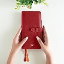 NEORAH– A5Cover[SLEEVE ONLY]with Loop Closure |FAUX LEATHER Sleeve |Travel Journal |Diary Holder with Pen Loop|2Front&amp;1Back pocket|6Card Slots | Fits any A5soft cover Travellers Organiser - RED