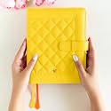 NEORAH–A5Cover[SLEEVE ONLY]with Quilted Loop Closure|FAUX LEATHER Sleeve|Travel Journal|Diary Holder with Pen Loop|2Front&amp;1Back pocket|6Card Slots|Fits any A5 Soft cover Travellers Organiser- YELLOW