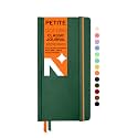 NEORAH - Petite - DOTGRID Notebook - 110 GSM - 160 Pages | Size (21.0 cm x 10.5 cm) - Elastic Band Enclosure Completely Handmade (Dark Green)