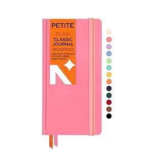 neorah - petite - plain notebook - 110 gsm - 160 pages  size 210 cm x 105 cm - elastic band enclosure completely handmade pink