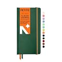 NEORAH - Petite - Plain Notebook - 110 GSM - 160 Pages | Size (21.0 cm x 10.5 cm) - Elastic Band Enclosure Completely Handmade (Dark Green)