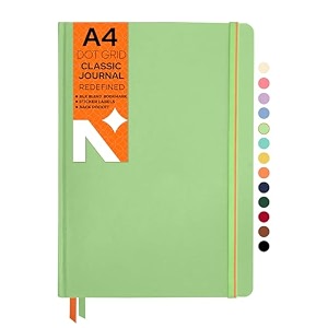 neorah  a5 squared classic notebook -110 gsm210x148mm -hardcover checked journal includes book marks backpocket sticker label - office notebook journal 160pagescompletely handmade after glow