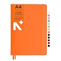 NEORAH — A5 Squared Classic Notebook -110 Gsm(210x148mm) -Hardcover Checked Journal| Includes Book Marks| BackPocket |Sticker Label - Office Notebook Journal 160pages|Completely HANDMADE (AFTER GLOW)