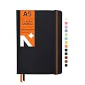 NEORAH — A5 Squared Classic Notebook -110 Gsm(210x148mm) -Hardcover Checked Journal| Includes Book Marks| BackPocket |Sticker Label - Office Notebook Journal 160pages|Completely HANDMADE (AFTER GLOW)