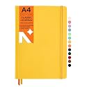 NEORAH - Dot Grid, A4 Notebook - Dotted Journal - 160 Pages- 110 GSM- (29.7 cm x 21.0 cm) - 2025 Office Notebook, Hardcover Completely Handmade, BUJO, Diary for women and men-Yellow