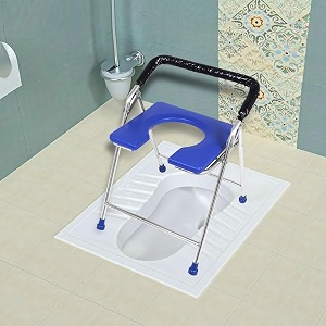 neosafe heavy duty folding stainless steel shower bathing room mobile commode mini chair indian toilet seat for elderly disabled men and pregant women support blue