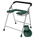 NEOSAFE Heavy Duty Folding Stainless Steel Shower Bathing Room Mobile Commode Mini Chair Indian Toilet Seat for Elderly Disabled Men and Pregant Women Support (Light Green)