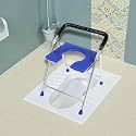 NEOSAFE Heavy Duty Folding Stainless Steel Shower Bathing Room Mobile Commode Mini Chair Indian Toilet Seat for Elderly Disabled Men and Pregant Women Support (Blue)